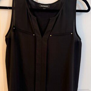 Express V Neck Sleeveless Tank Top Shirt Blouse Black Size Medium